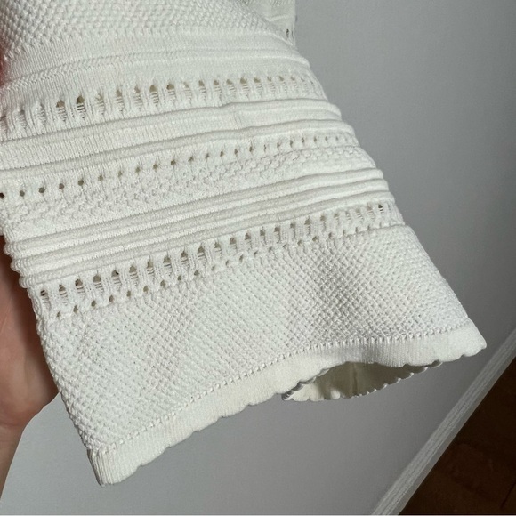 Torn by Ronny Kobo Pointelle Knit Bodycon Pencil Midi Skirt Ivory Size Medium - Picture 5 of 8